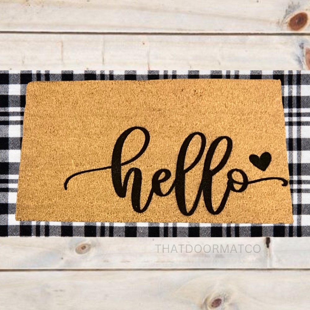 Hello heart doormat